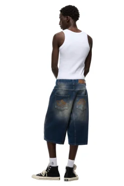 X-TRA WIDE DENIM SHORTS DARK BLUE