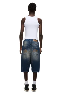 X-TRA WIDE DENIM SHORTS DARK BLUE