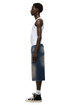 X-TRA WIDE DENIM SHORTS DARK BLUE