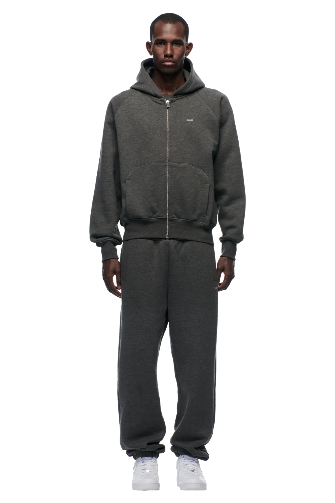 ZIP HOODIE DARK GREY MELANGE